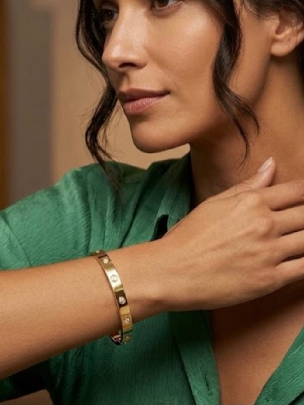 New Titanium Gold plated Bracelet with Cubic Zirconia and screwdriver opener
